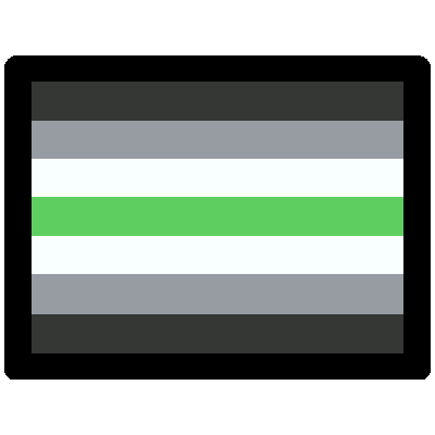 the rectangular flag with large black border. the colors from top to bottom are: dark grey, grey, white, green, white, grey, dark grey.